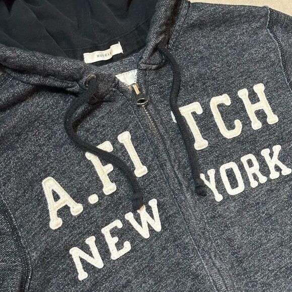 Y2K Abercrombie & Fitch Muscle Grunge Skateboard Mens Medium Zip Up Hoodie - Picture 6 of 9
